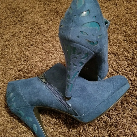 teal booties heels