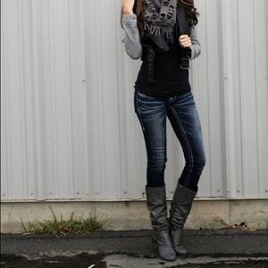 BCBG knee high gray boots