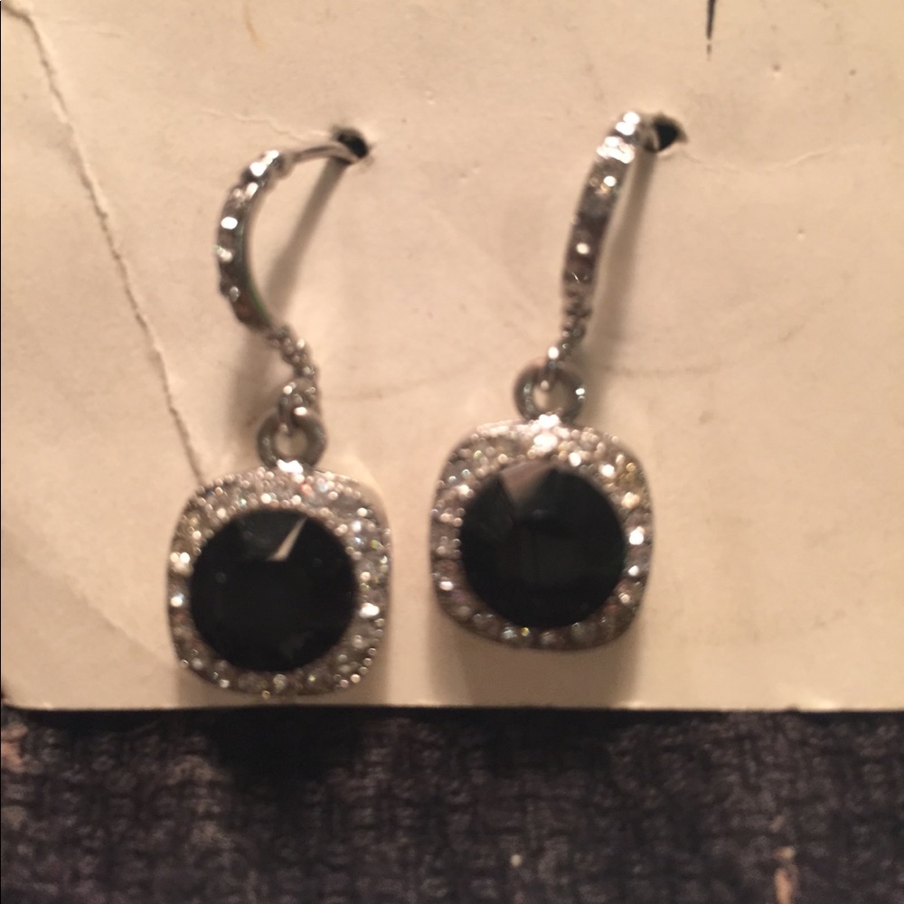 Crystal and black wire earrings