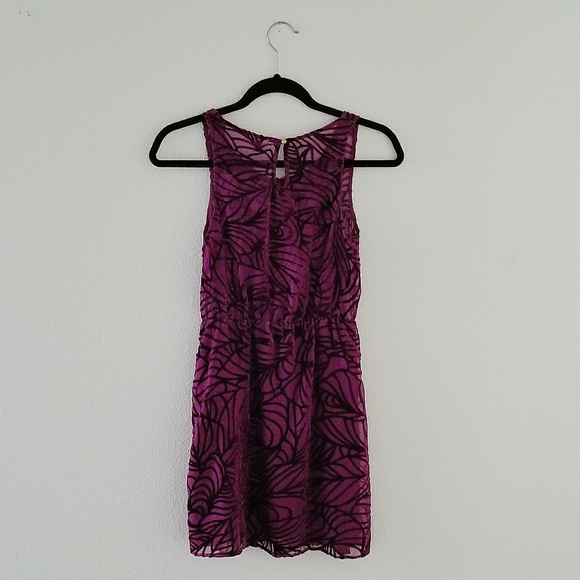 FOREVER21 purple velvet leaf print dress - Picture 3 of 3