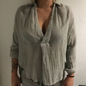 Free People Button Up Knit Blouse