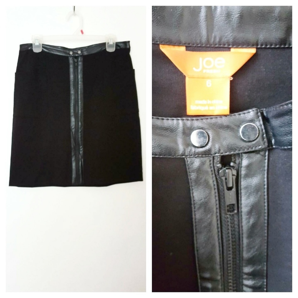Leather detailed zip up skirt