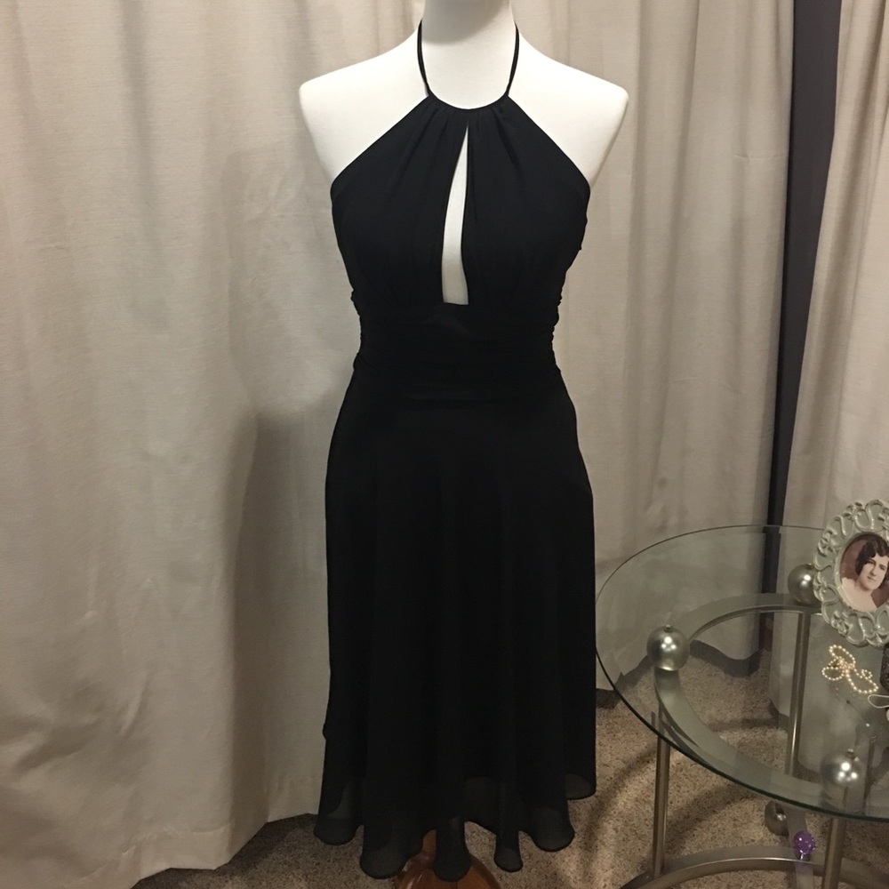 Sexy WHBM black chiffon halter dress