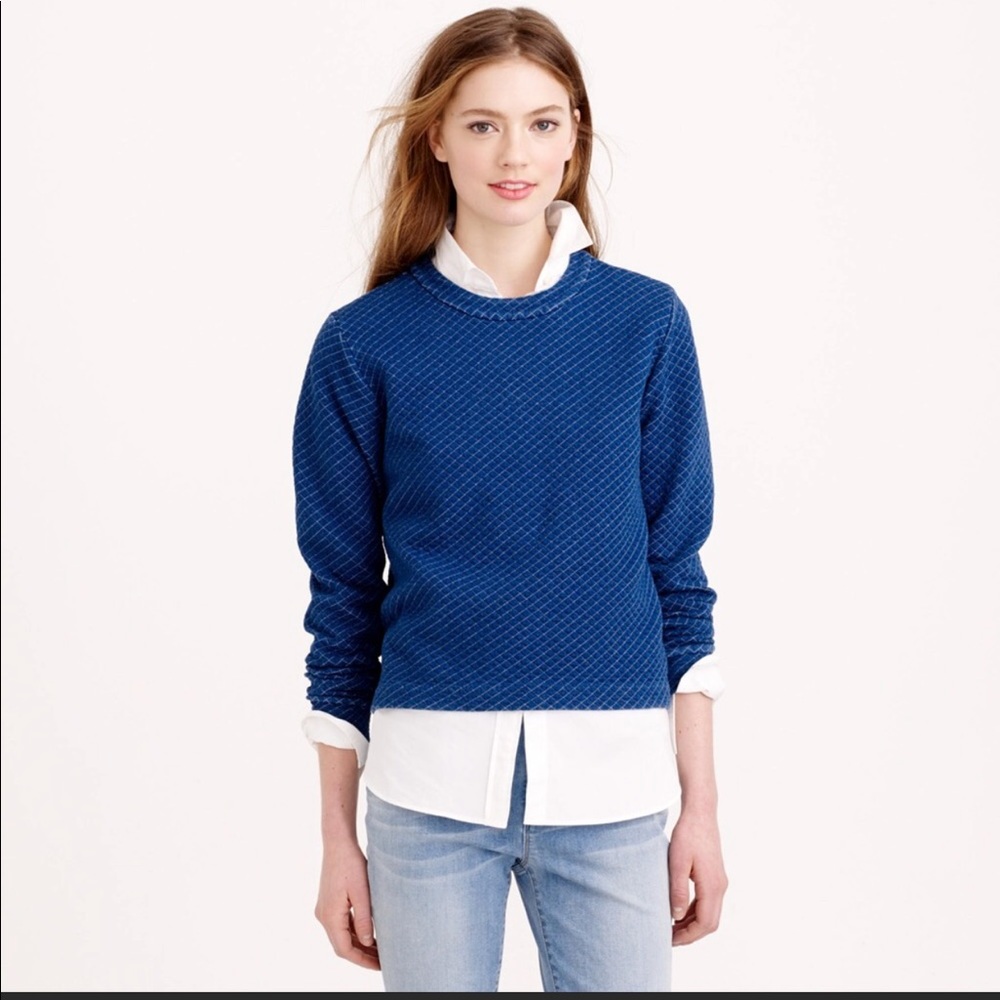 JCrew Quilted Indigo Sweater
