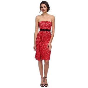 Red BCBG lace strapless dress