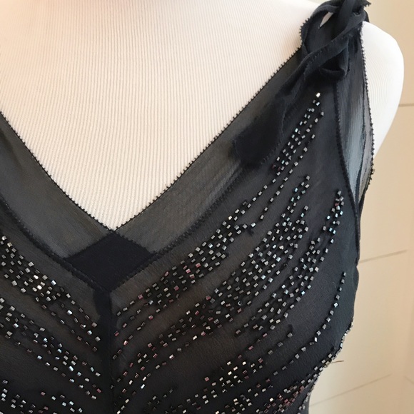 (A) Express "Holiday" beaded black blouse - Picture 2 of 7