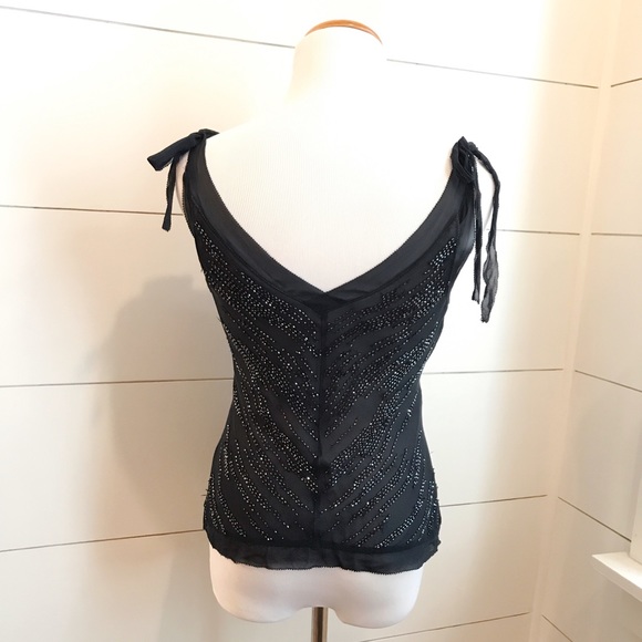 (A) Express "Holiday" beaded black blouse - Picture 4 of 7