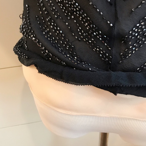 (A) Express "Holiday" beaded black blouse - Picture 5 of 7