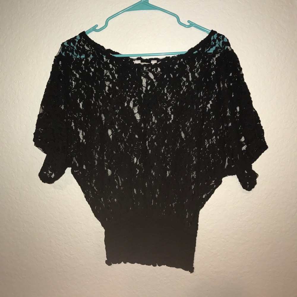 Black Flower Mesh Top