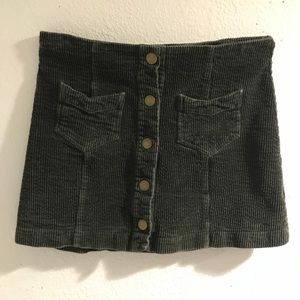 Olive corduroy button-up skirt