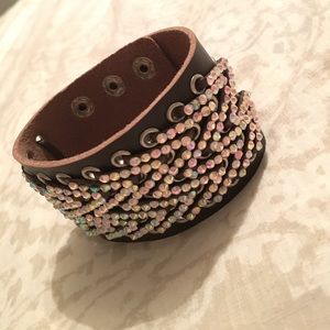 Cute brown and rhinestone cuff bracelet