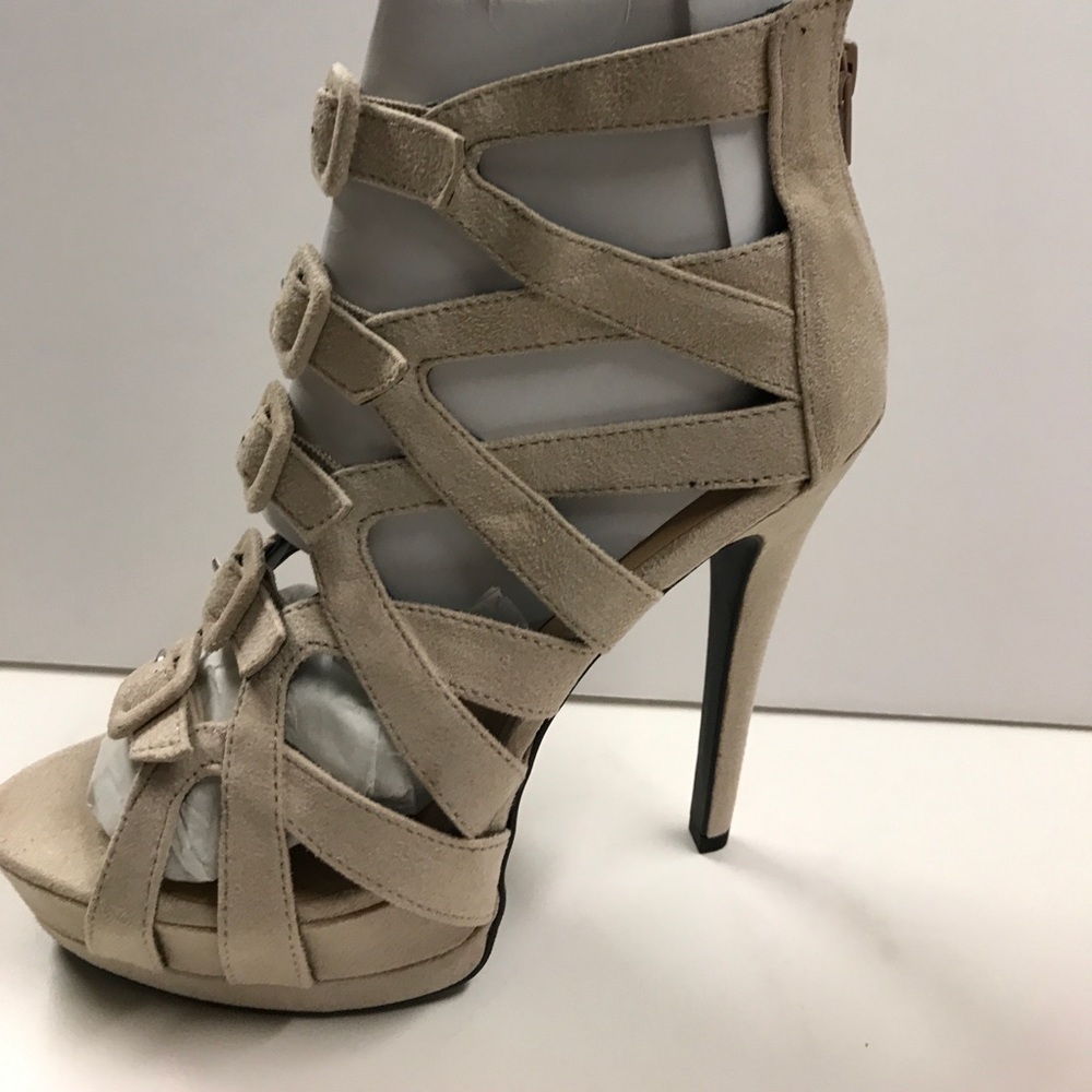 Tan suede stiletto heels - 5-1/2”