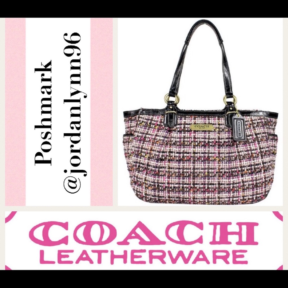 COACH NWOT Tweed Patent Leather Satchel!