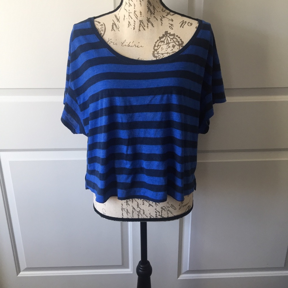 PINK Victoria's Secret Crop Top Small Blue Black