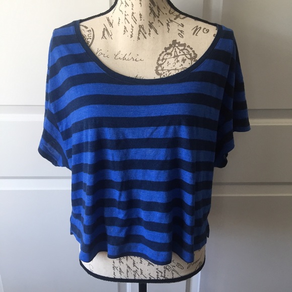 PINK Victoria's Secret Crop Top Small Blue Black - Picture 2 of 8