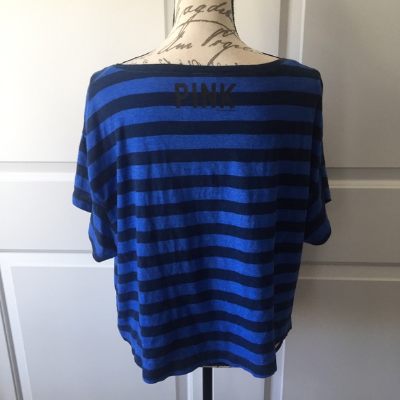 PINK Victoria's Secret Crop Top Small Blue Black - Picture 5 of 8