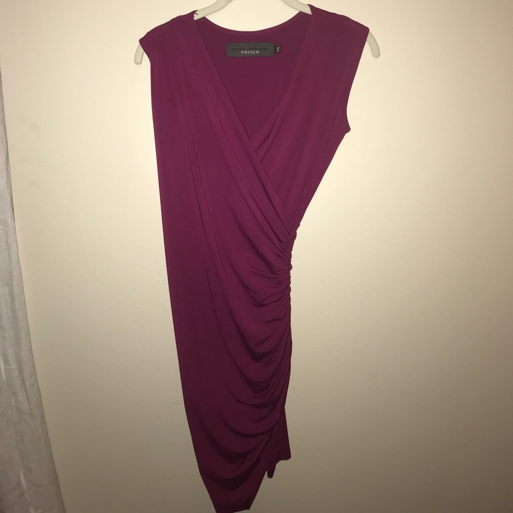 Dark Pink Draped Silk Cocktail Dress