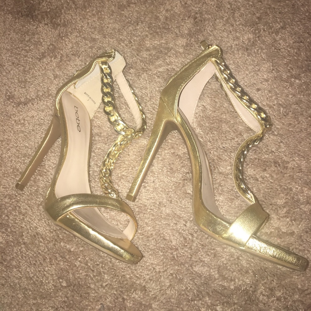 Bebe gold chain heels
