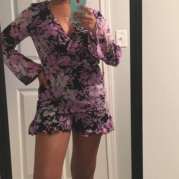 Charlotte Russe Pants - Purple flowered romper