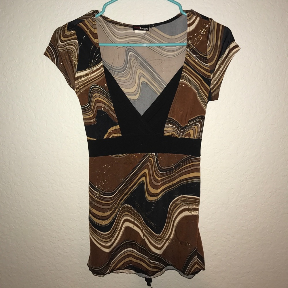 Brown/black spandex blouse