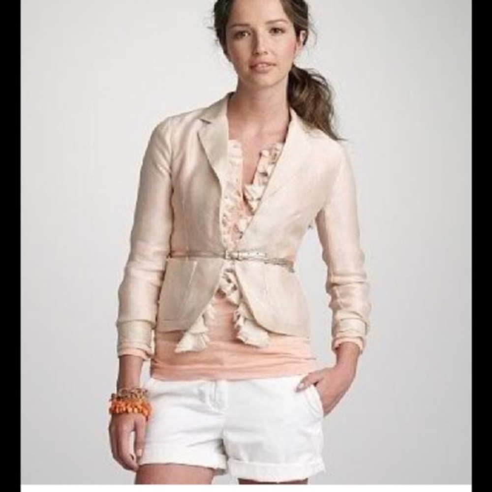 J.Crew Collection Silk Blazer With Ruffles Front