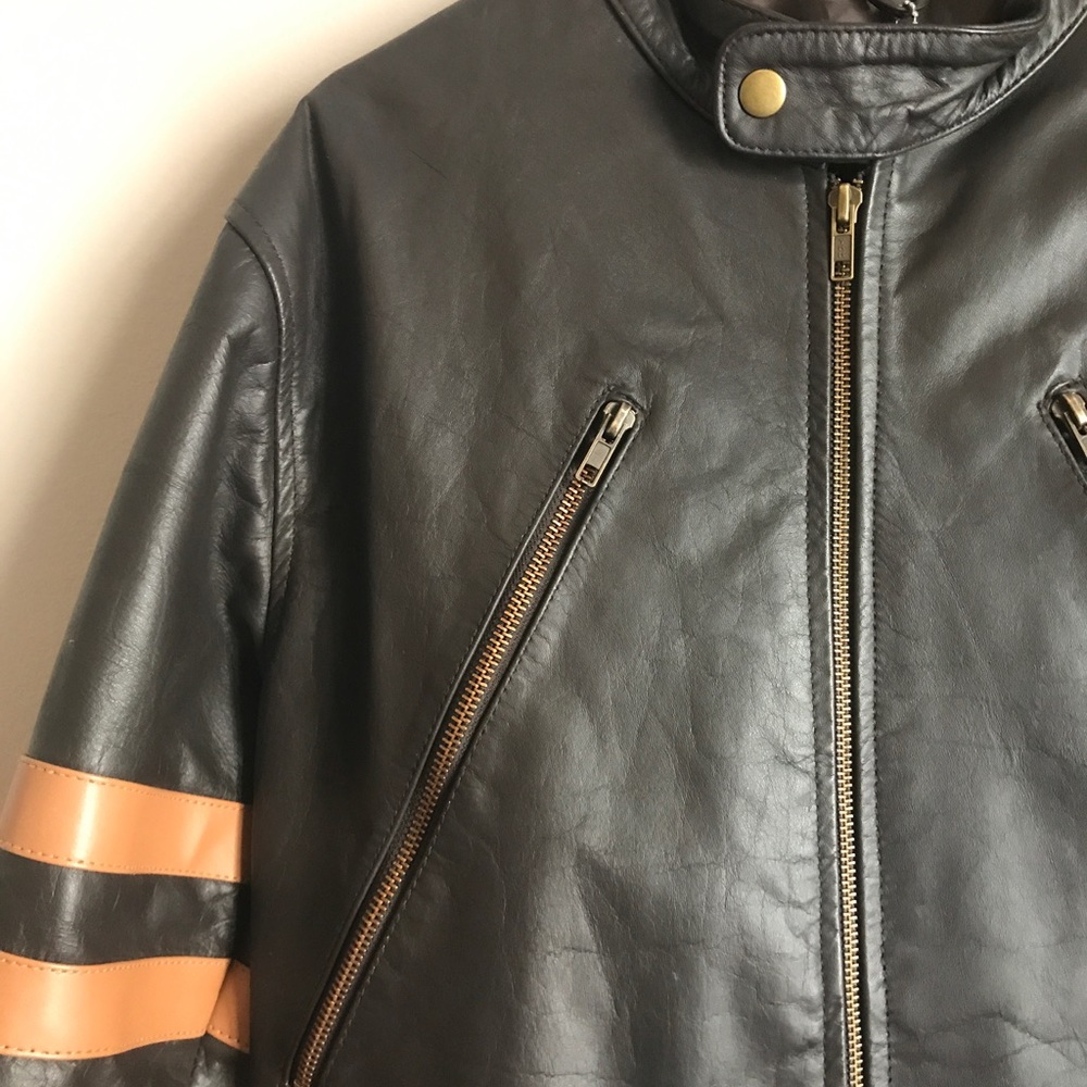 Black and Brown Leather Jacket - Picture 2 of 6