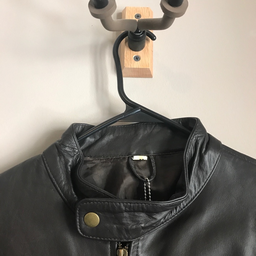 Black and Brown Leather Jacket - Picture 3 of 6