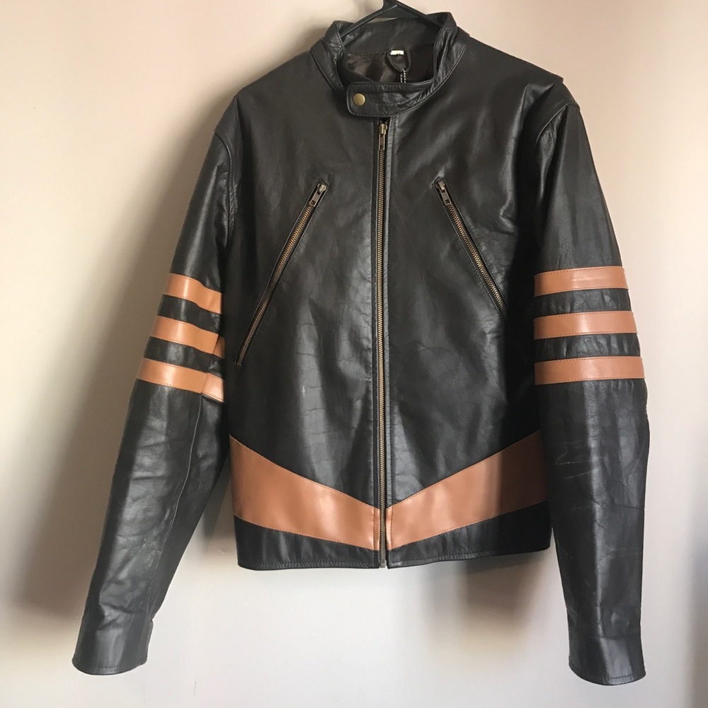 Black and Brown Leather Jacket - Picture 6 of 6