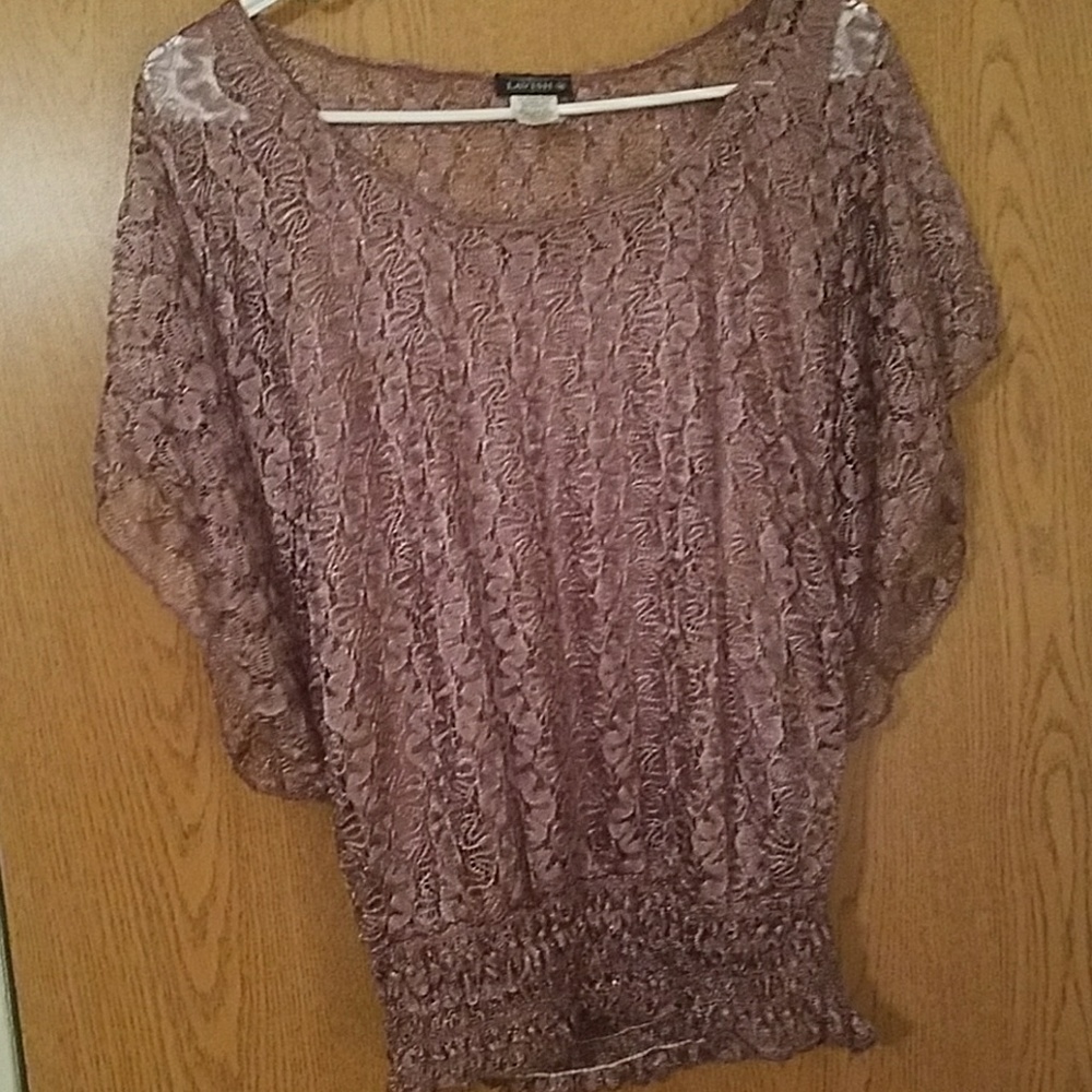 Lavish Lace Lines Blouse w/ Elastic Hem
