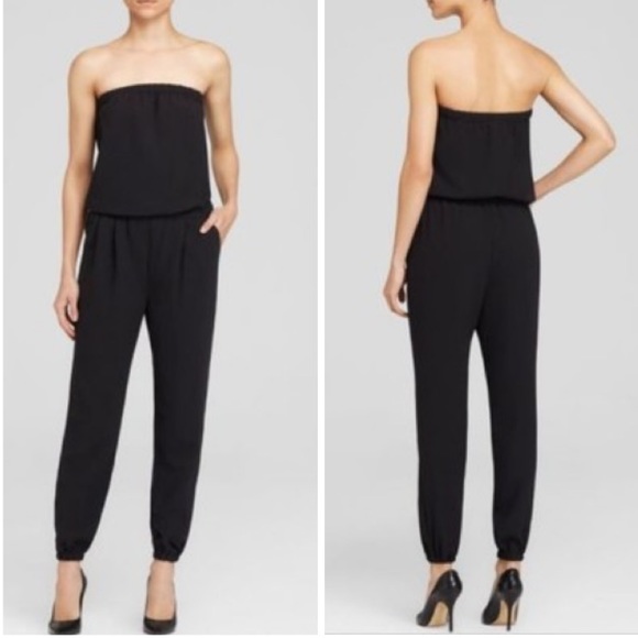 black strapless romper pants