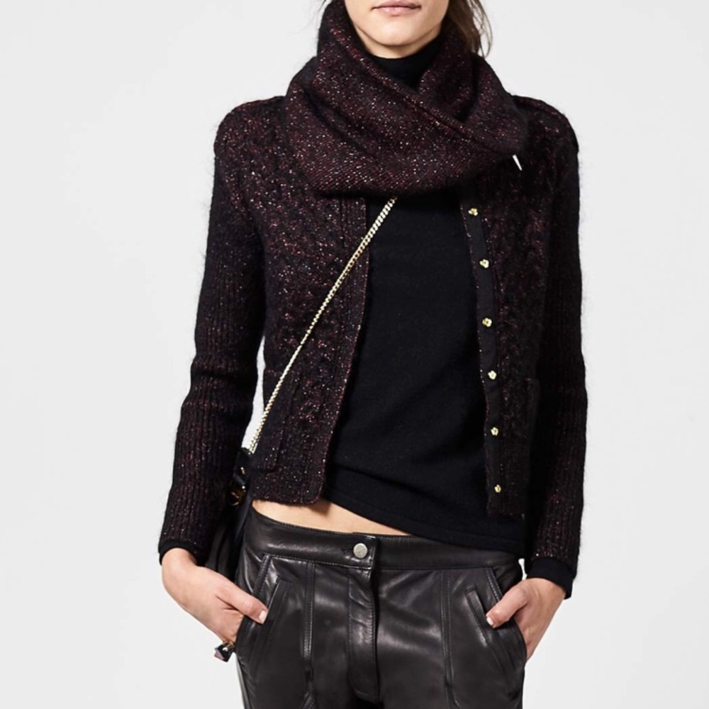 nwot intropia mohair-blend metallic knit cardigan