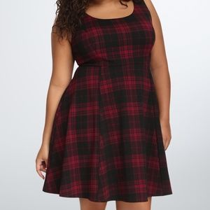 Plaid Textured Skater Dress