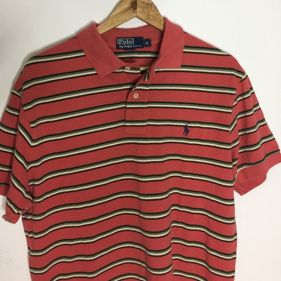 🙋🏼‍♂️POLO 🚨 striped shirt size M orange - Picture 3 of 4