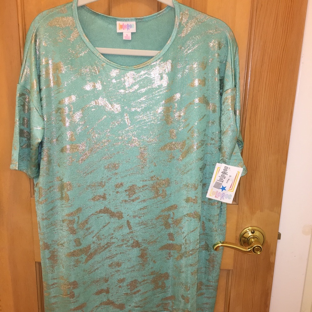 LulaRoe Elegance Collection mint blue/gold Irma