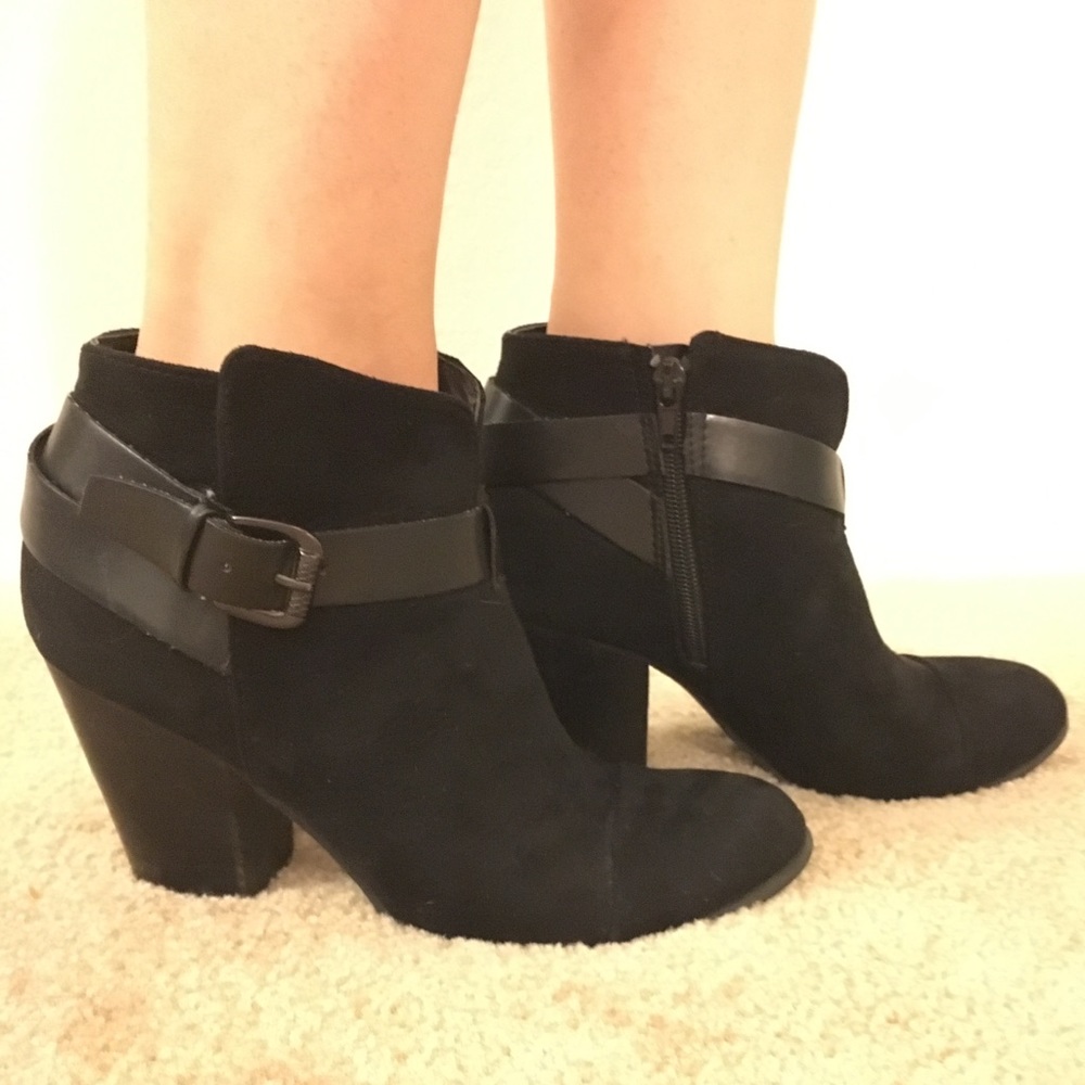 Black booties with buckle