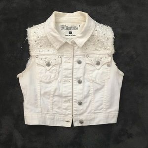 Cropped Miss Me White Denim Tank top Jacket
