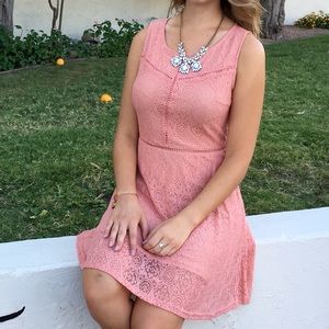 Peach fit and flare dress