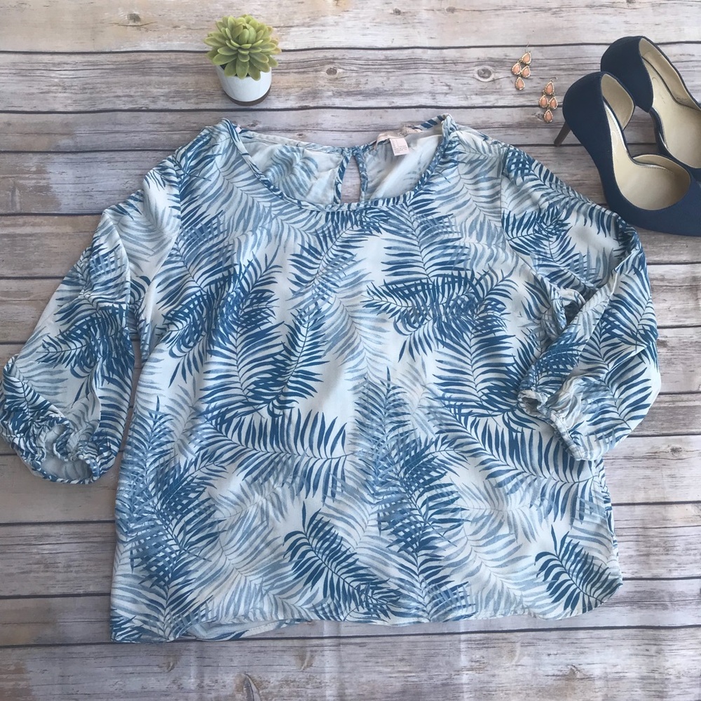 Leaf Print 3/4 sleeve Top🍂