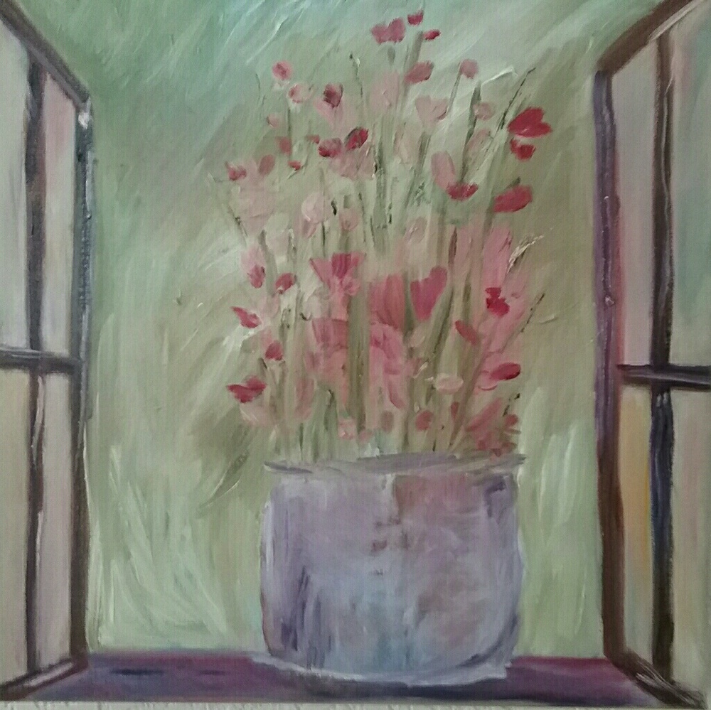 Flowers in vase oil painting