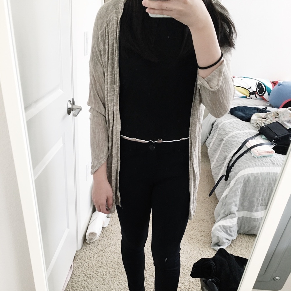 cream cardigan