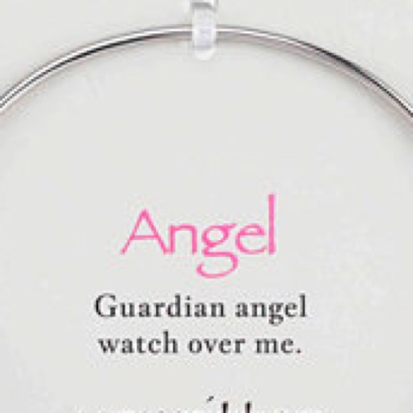 STAINLESS/SILVER P Angel Charm bangle bracelet - Picture 4 of 8