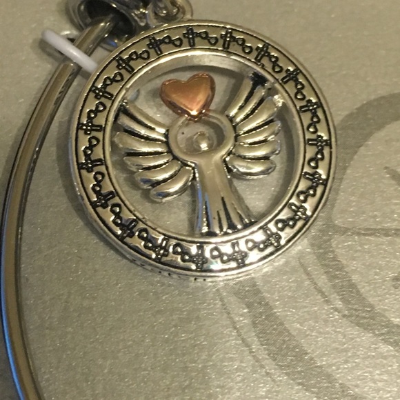 STAINLESS/SILVER P Angel Charm bangle bracelet - Picture 5 of 8