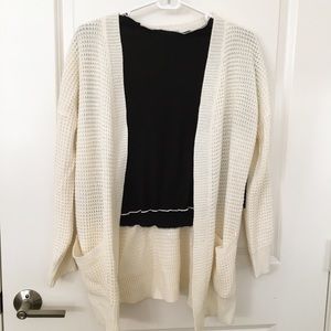 White waffle cardigan
