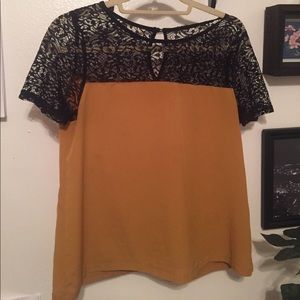 Yellow and Black Lace Top