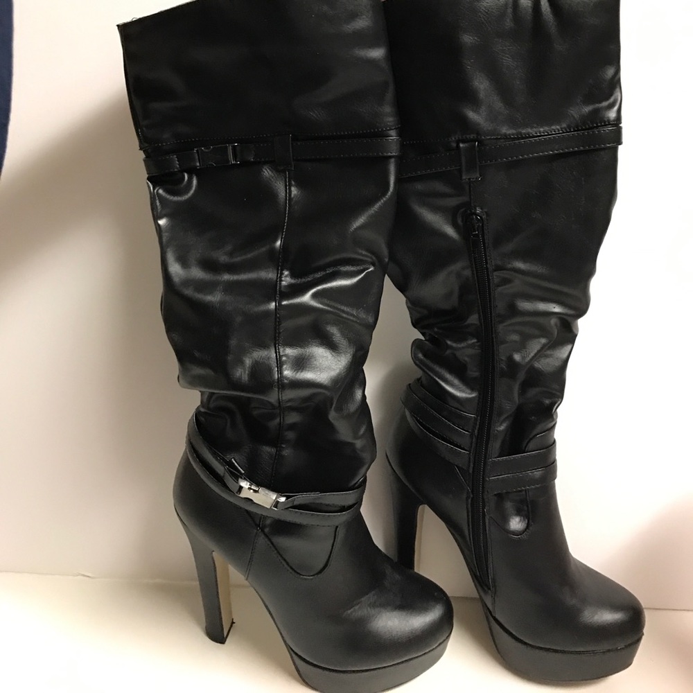 Black platform boots