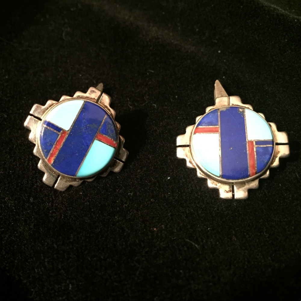 Turquoise. Coral & Lapis Cufflinks for men or