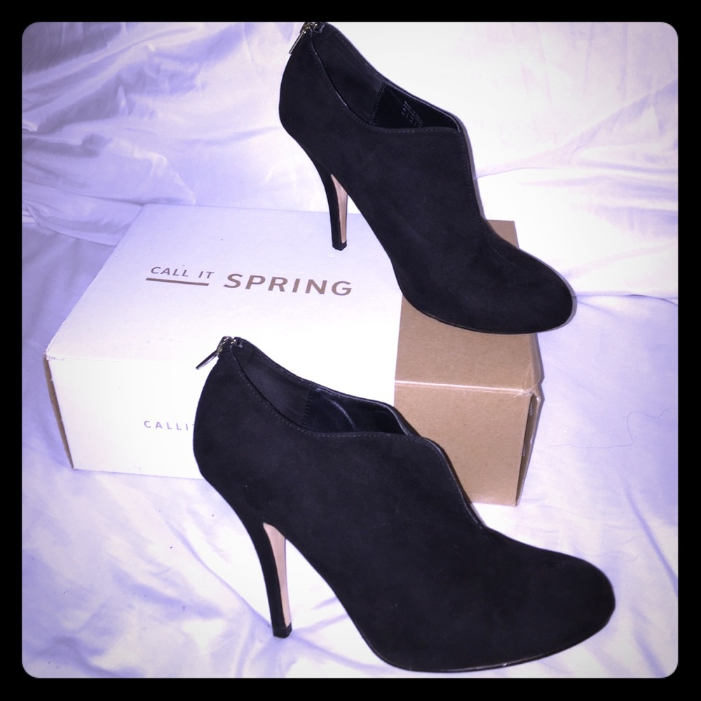 Bootie Heels with Gold zipper