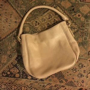Cream leather handbag -- used twice!