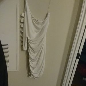 Charlotte russe white sparkly one shoulder dress