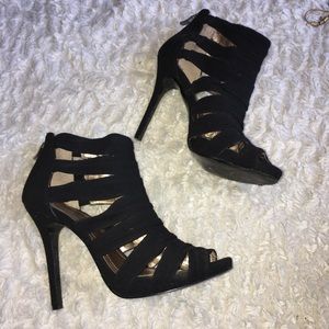 BCBG Generation Black Open Toed Heels